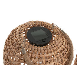 31.7308.0102: Φανάρι ηλιακό, ψάθα - μέταλλο, natural (λειτουργεί με solar panel)