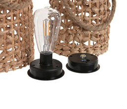 31.7308.0102: Φανάρι ηλιακό, ψάθα - μέταλλο, natural (λειτουργεί με solar panel)