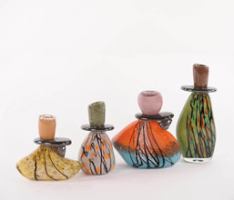 31.7351.0020: κηροπήγιο γυαλί πορτοκαλί - μπλε