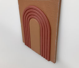 32.7359.0033: Πίνακας κατασκευή 3D, ξύλο με woven Palm (φύλλα φοίνικα), χρώμα terracotta, handmade, πάχος 3εκ.