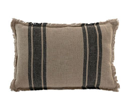 36.7308.0398 - Διακοσμητικό μαξιλάρι λινό natural, κρόσσια περιμετρικά (φερμουάρ)

