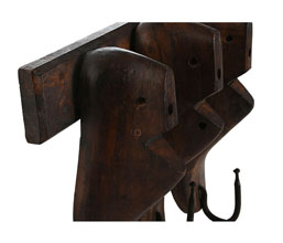 38.7308.0050: κρεμάστρα τοίχου 3 θέσεων, ξύλο παλαιωμένο - μέταλλο