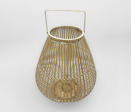 50.7097.0019: φανάρι bamboo με γυαλινό βάζο για το κερί