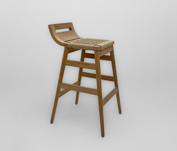 51.0000.0313: Bar stool ξύλο teak με rope, χρώμα μπεζ