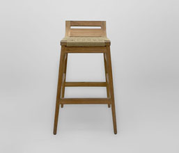 51.0000.0313: Bar stool ξύλο teak με rope, χρώμα μπεζ