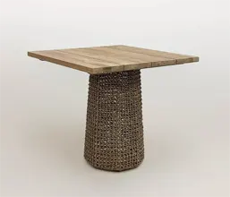 51.0000.0458: 70Χ70/80Χ80 Τραπέζι in-out, βάση seagrass πλεκτή, καπάκι ξύλο recycled teak, πάχος 3εκ. 