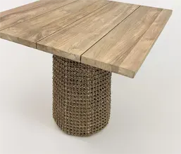 51.0000.0458: 70Χ70/80Χ80 Τραπέζι in-out, βάση seagrass πλεκτή, καπάκι ξύλο recycled teak, πάχος 3εκ. 