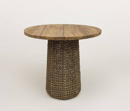 51.0000.0459: Δ.70/80 Τραπέζι in-out, βάση seagrass πλεκτή, καπάκι ξύλο recycled teak, πάχος 3εκ. 