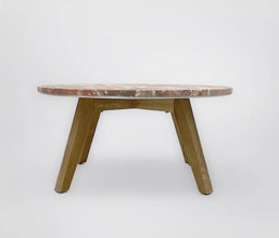 51.0000.0556: coffee table  εσωτερικού χώρου, βάση ξύλο teak καπάκι cement fiberglass σχέδιο marble terracotta ( πάχος 3εκ)