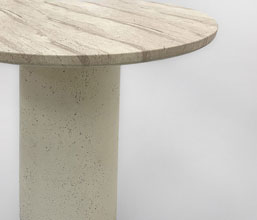 51.0000.0568: Τραπέζι indoor, βάση Fiber Cement χρώμα μπεζ Lava Finish, καπάκι Fiber Cement marble look, πάχος 3εκ.