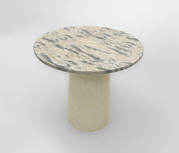 51.0000.0569: Τραπέζι indoor, βάση Fiber Cement χρώμα μπεζ Lava Finish, καπάκι Fiber Cement marble look μπεζ-γκρι, πάχος 3εκ.