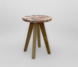 51.0000.0585 - Side table εσωτερικού χώρου, βάση ξύλο teak, καπάκι fiber cemant, σχέδιο marble
