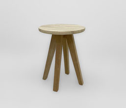 51.0000.0586 - Side table εσωτερικού χώρου, βάση ξύλο teak, καπάκι fiber cemant, σχέδιο marble
