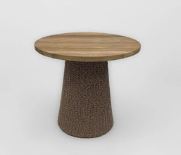 51.0000.0597: τραπέζι in-out βάση πλεκτή twisted wicker , χρώμα καφέ, καπάκι ξύλο recycled teak ( πάχος 3εκ.) Δ.70, Δ.80, Δ.100, 70x70, 80x80, 90x90, Yψος 66εκ.