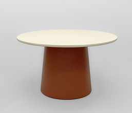 51.0000.0606: Δ.160 Τραπέζι in-out, βάση fiber cement lava stone finish χρώμα terracotta, καπάκι fiber cement light lava stone finsh χρώμα μπεζ, πάχος 3εκ.