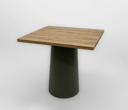 51.0000.0615: Δ.60/70/80/100 ή 70Χ70/80Χ80 Τραπέζι in-out, βάση fiber cement, καπάκι ξύλο recycled teak, πάχος 3εκ. 