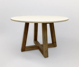51.0000.0622: Δ.120 Τραπέζι in-out βάση ξύλο Teak, καπάκι fiber cement light lavastone finishing χρώμα μπεζ, πάχος 3εκ.