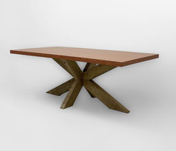 51.0000.0638: 200Χ100 τραπέζι in-outdoor πόδια ακακία , καπάκι fiber και concrete, pu protected, αδιάβροχο, χρώμα terracotta, πάχος καπακιού 5εκ