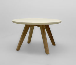 51.0000.0675: Coffee table βάση ξύλο teak, καπάκι fiber cement light lava finish,  χρώμα μπεζ, πάχος 3εκ. 