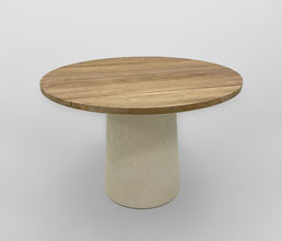 51.0000.0688: Δ100/110/120/130 Τραπέζι in-out, βάση Fiber Cement Lava Finish χρώμα μπεζ, καπάκι ξύλο Recycled Teak, πάχος 3εκ. Διαστάσεις: 100Χ75Υ, Δ110Χ75Υ, Δ120Χ75Υ, Δ130Χ75Υ 