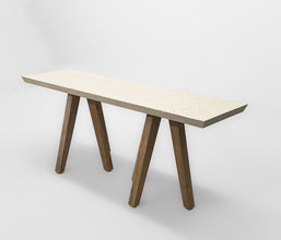 51.0000.0695: Coffee table βάσεις ξύλο teak, καπάκι γρανιτοκονία,  χρώμα μπεζ, υδρόφοβο, sunproof, αλέκιαστο, antiscratch 