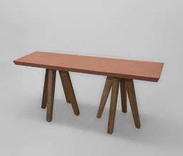 51.0000.0696: Coffee table βάσεις ξύλο teak, καπάκι γρανιτοκονία,  χρώμα terracotta, υδρόφοβο, sunproof, αλέκιαστο, antiscratch 