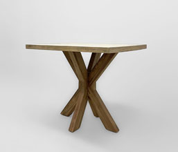 51.0000.0701: Τραπέζι in-out βάση ξύλο teak, καπάκι Fiber Cement light Lava finishing σε τελάρο ξύλο ακακία
